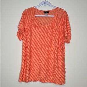 Brittany Black Coral Textured Short Sleeve Tee